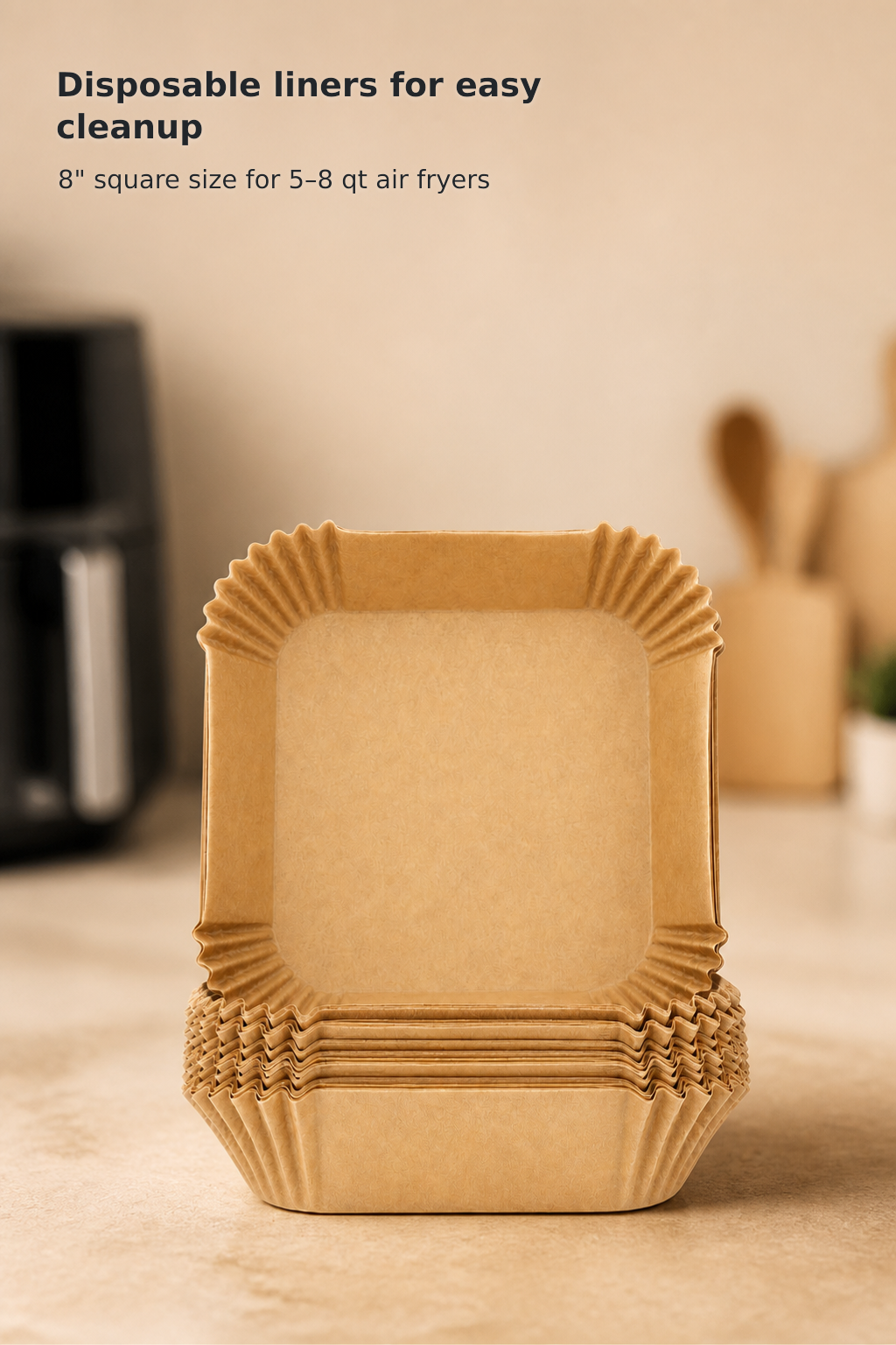 Disposable Air Fryer Liners, 150 Pcs, 8" Square